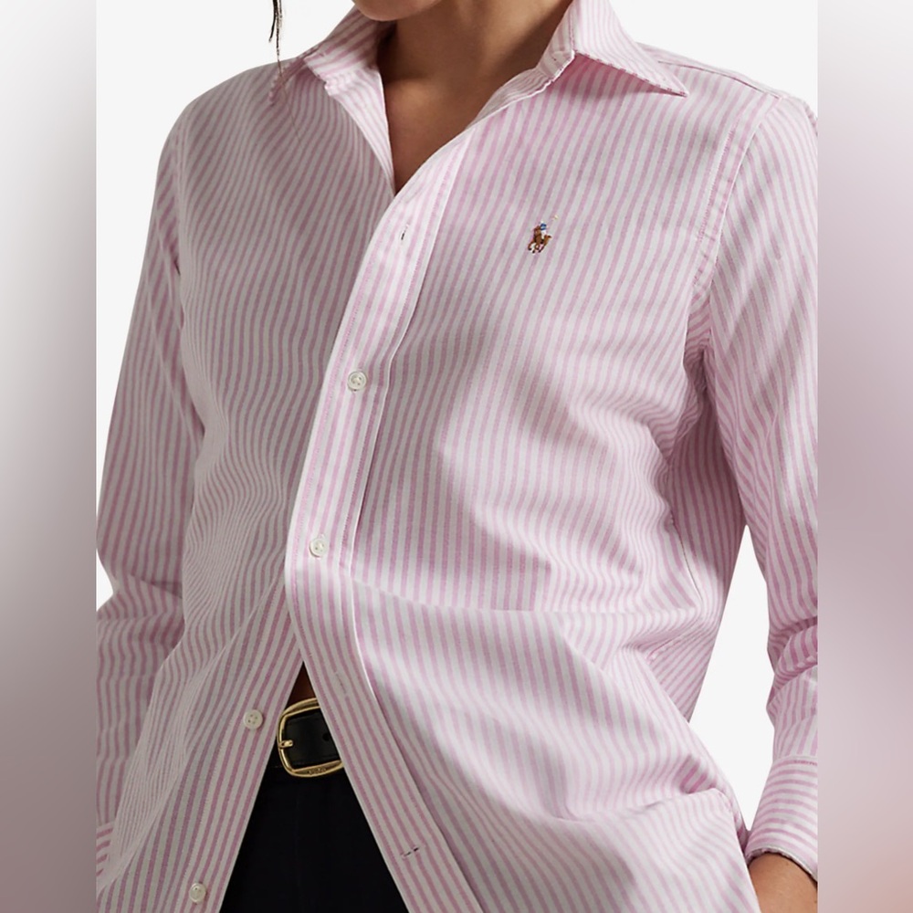 Polo by Ralph Lauren Pink and White Striped Button-Down Shirt